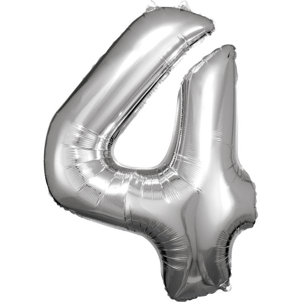 Number 4 Silver Amscan SuperShape Foil Balloons_0