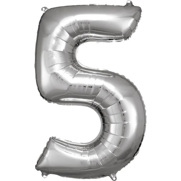 Number 5 Silver Amscan SuperShape Foil Balloons_0