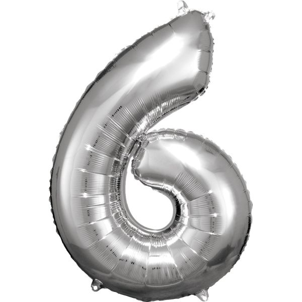 Number 6 Silver Amscan SuperShape Foil Balloons_0