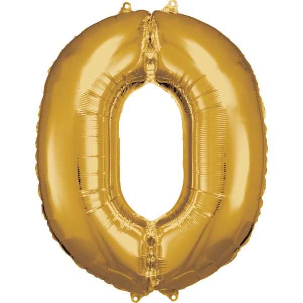 Number 0 Gold Amscan SuperShape Foil Balloons_0