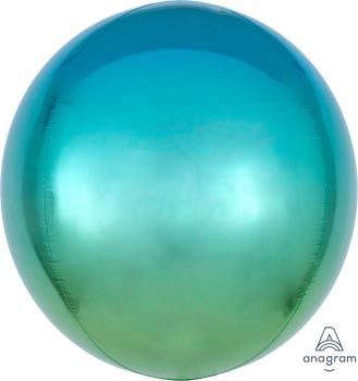 16in, 40cm, Ombre Blue & Green ORBZ Balloon_0