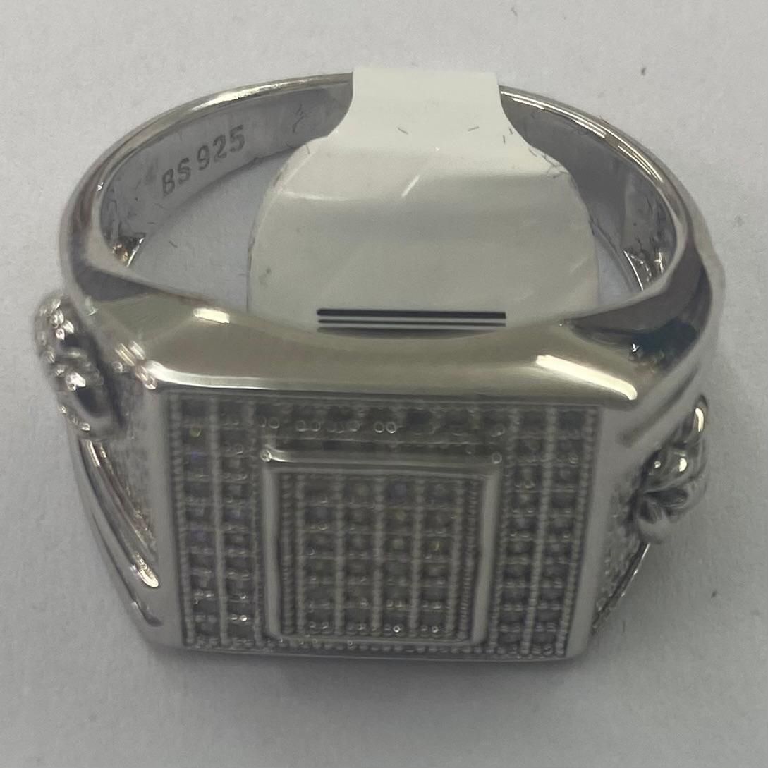 Silver Double Square CZ Ring _0