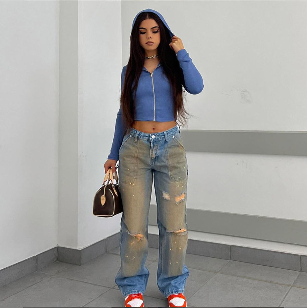 Washed ripped jean_0