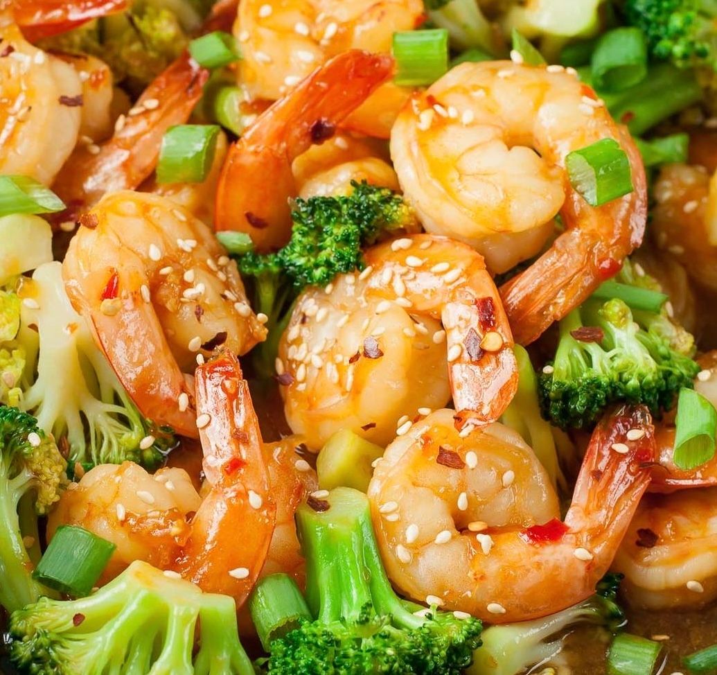 Szechuan shrimps with broccoli _0