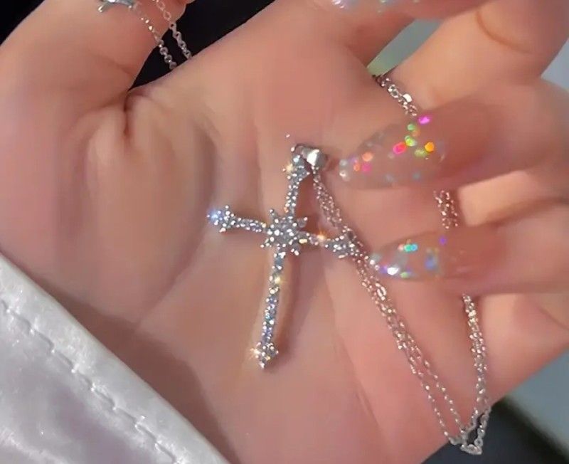 Glittered Cross Necklace _0