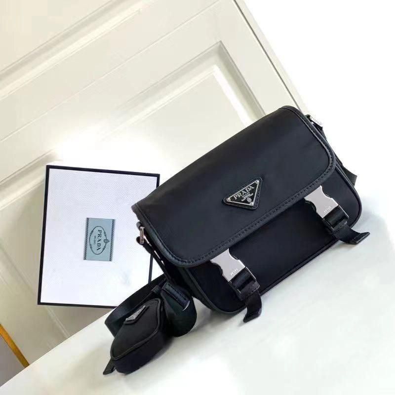 PRADA Re-Nylon and Saffiano Leather Shoulder Bag_0