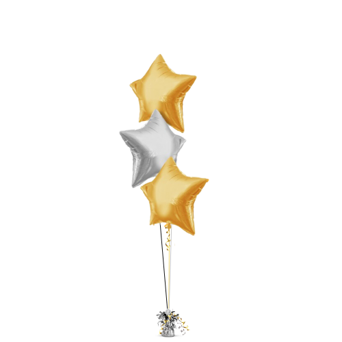 Cascading Helium-Filled Cluster of 3 x 20 Inch Star Balloons_0