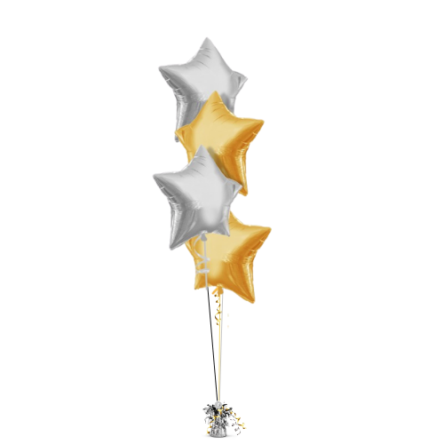 Cascading Helium-Filled Cluster of 4 x 20 Inch Star Balloons_0