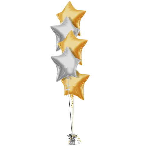 Cascading Helium-Filled Cluster of 5 x 20 Inch Star Balloons_0