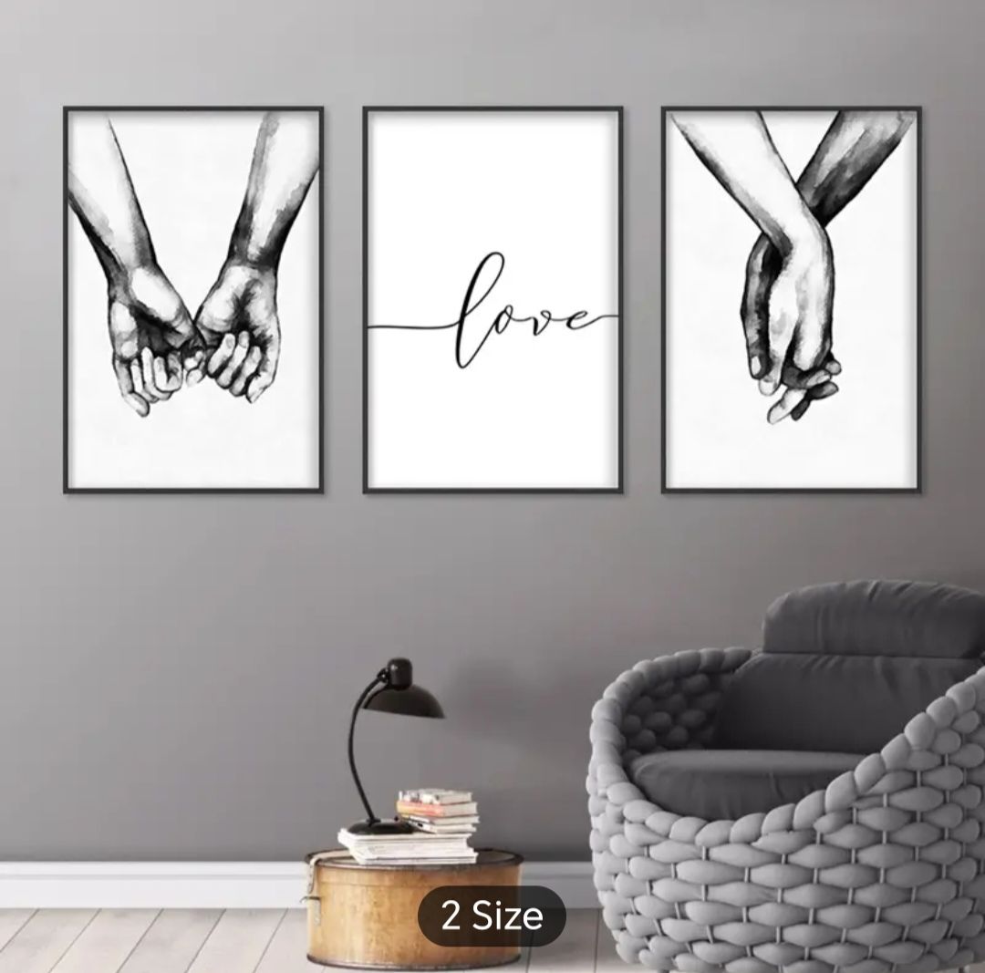 3pcs Love Hand in Hand Wall Decals_0