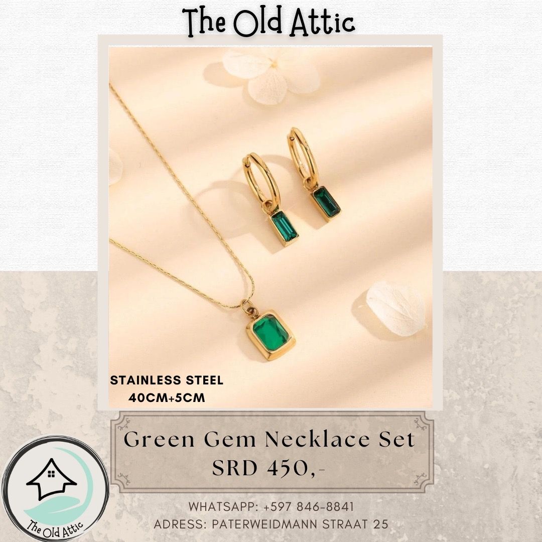 Green gem necklace set _0