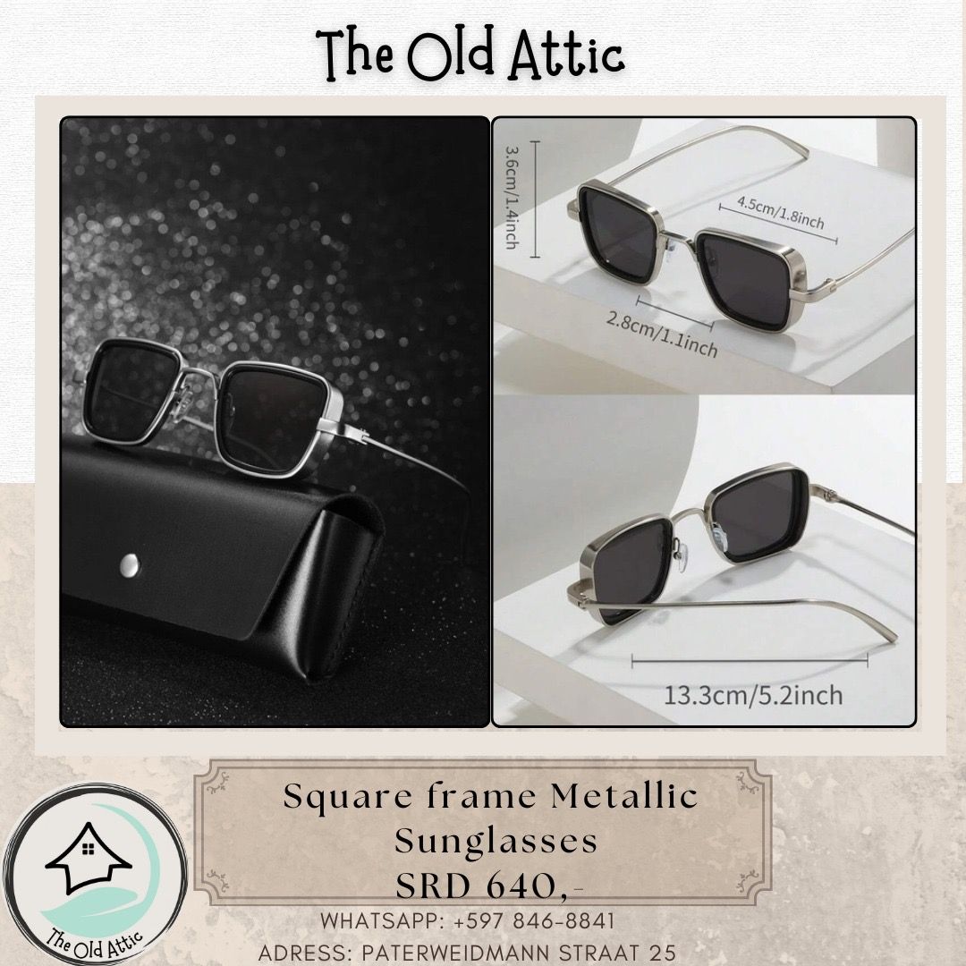 Square frame metallic sunglasses _0