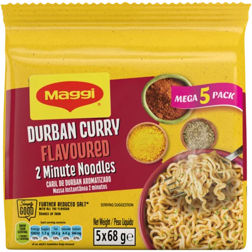 Maggi Durban Curry  Flavoured 2 Minute Noodles 5 x 68g_0