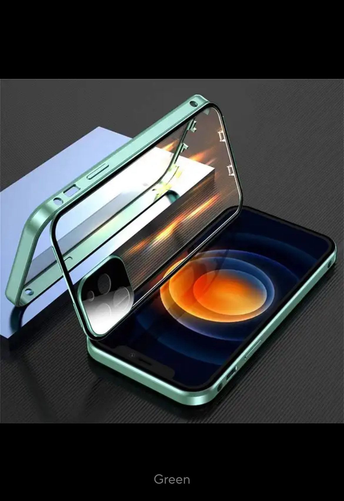 Coque de protection complète à 360° en métal magnétique, double face en verre, pour iPhone _5