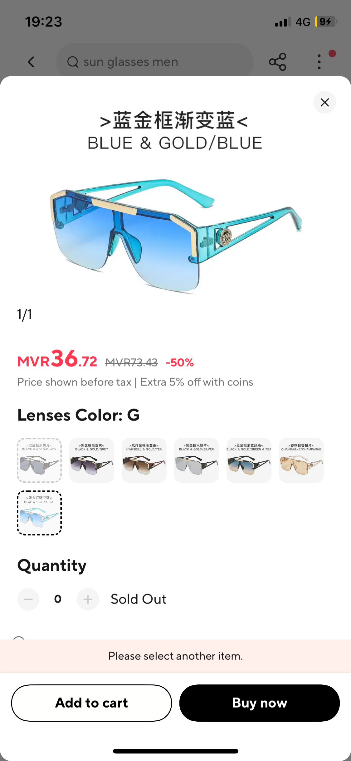 Mens oversized luxury sunglass ( multiple colours ) _6