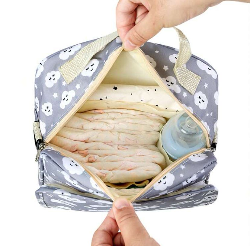 1Pc Gender Neutral grey clouds Diaper Bag _2