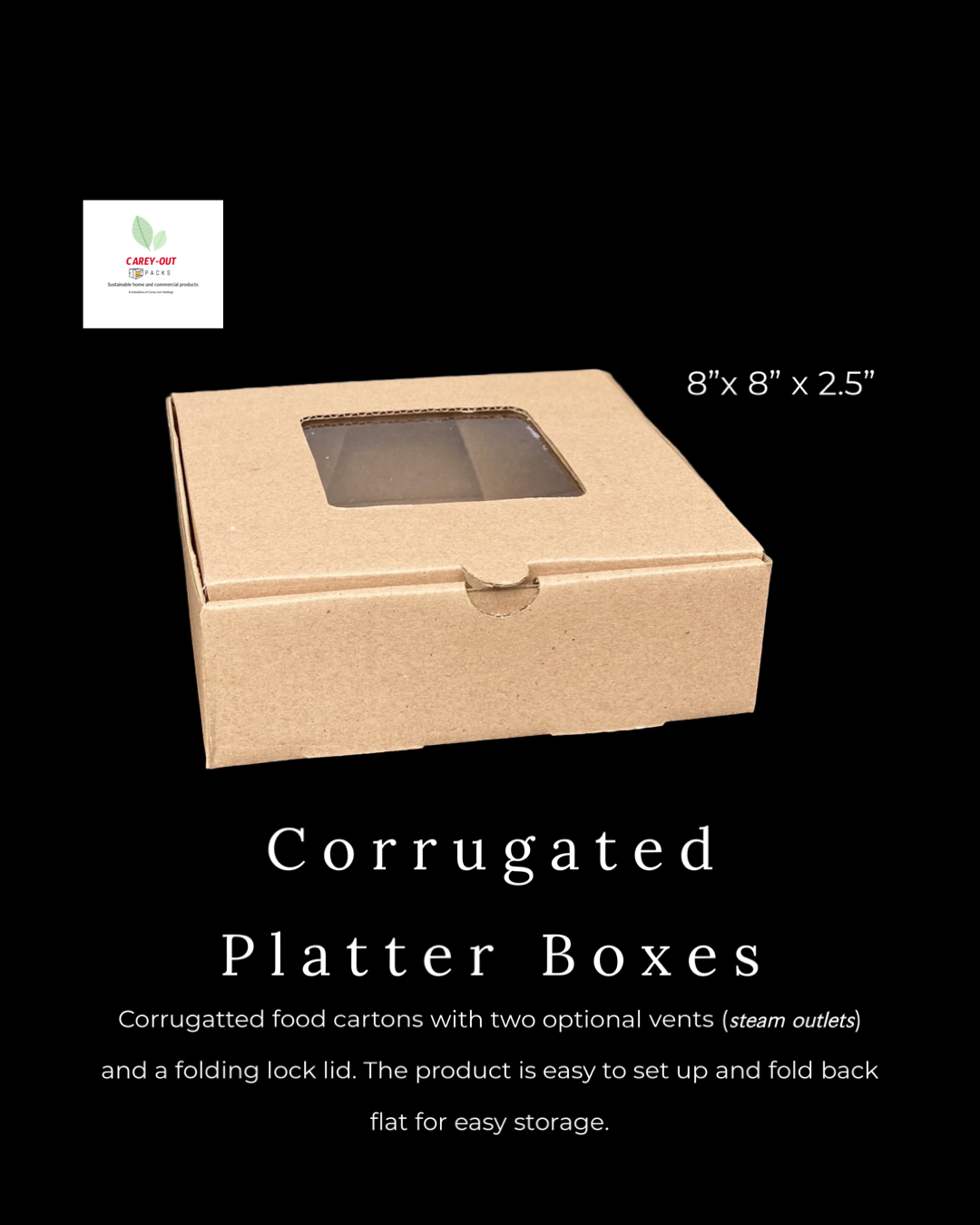 CATERING PLATTER BOXES - 8” x 8” x 3.5”  / BROWN_9