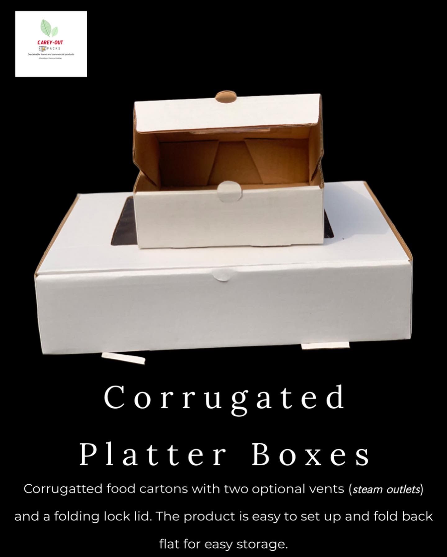 CATERING PLATTER BOXES - 8” x 8” x 3.5” / WHITE_8