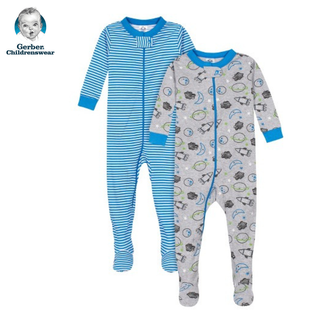 Gerber. Baby boys 2-pack footed Space sleep n play _0