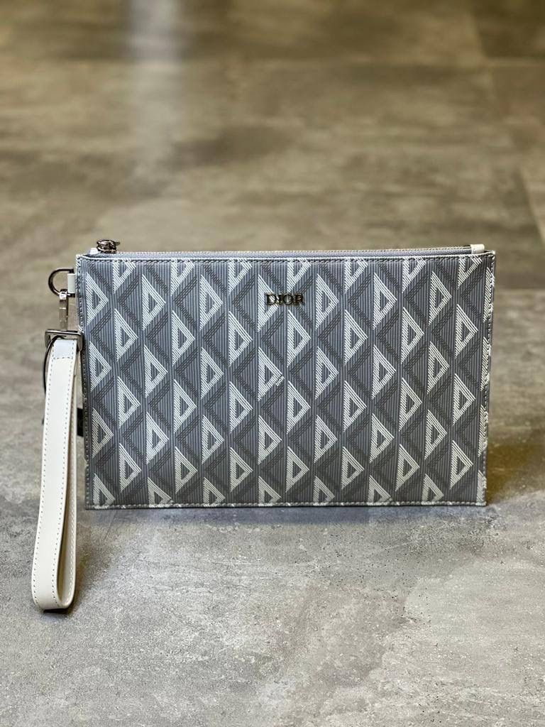 DIOR  A5 Pouch Gray CD Diamond Canvas_0