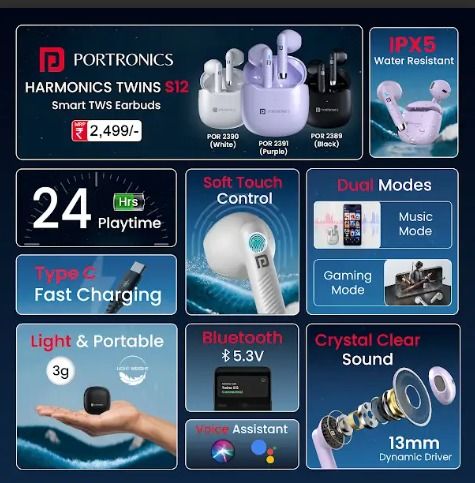 Portronics Harmonics Twins S12 TWS (Assorted Color)_1