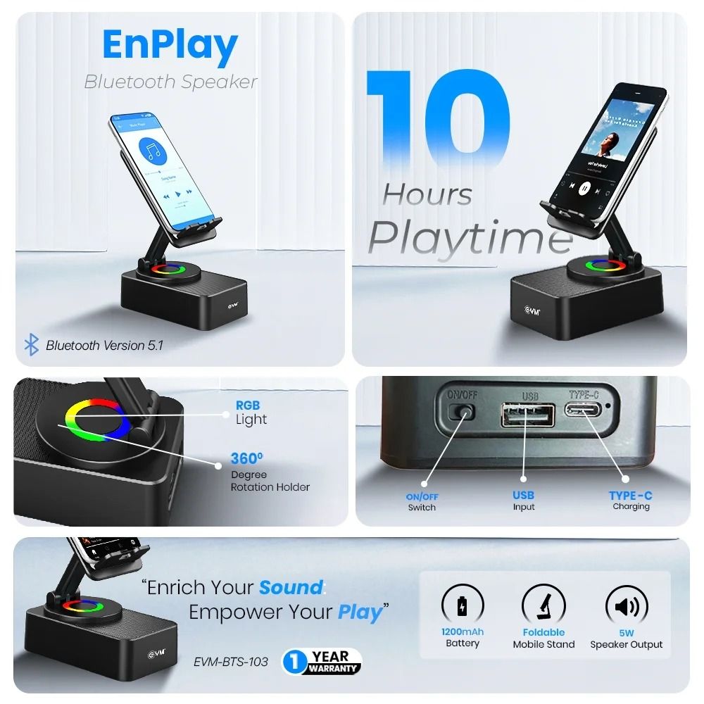 EVM EnPlay 5W Bluetooth Speaker With Stand (EVM-BTS-103)_1