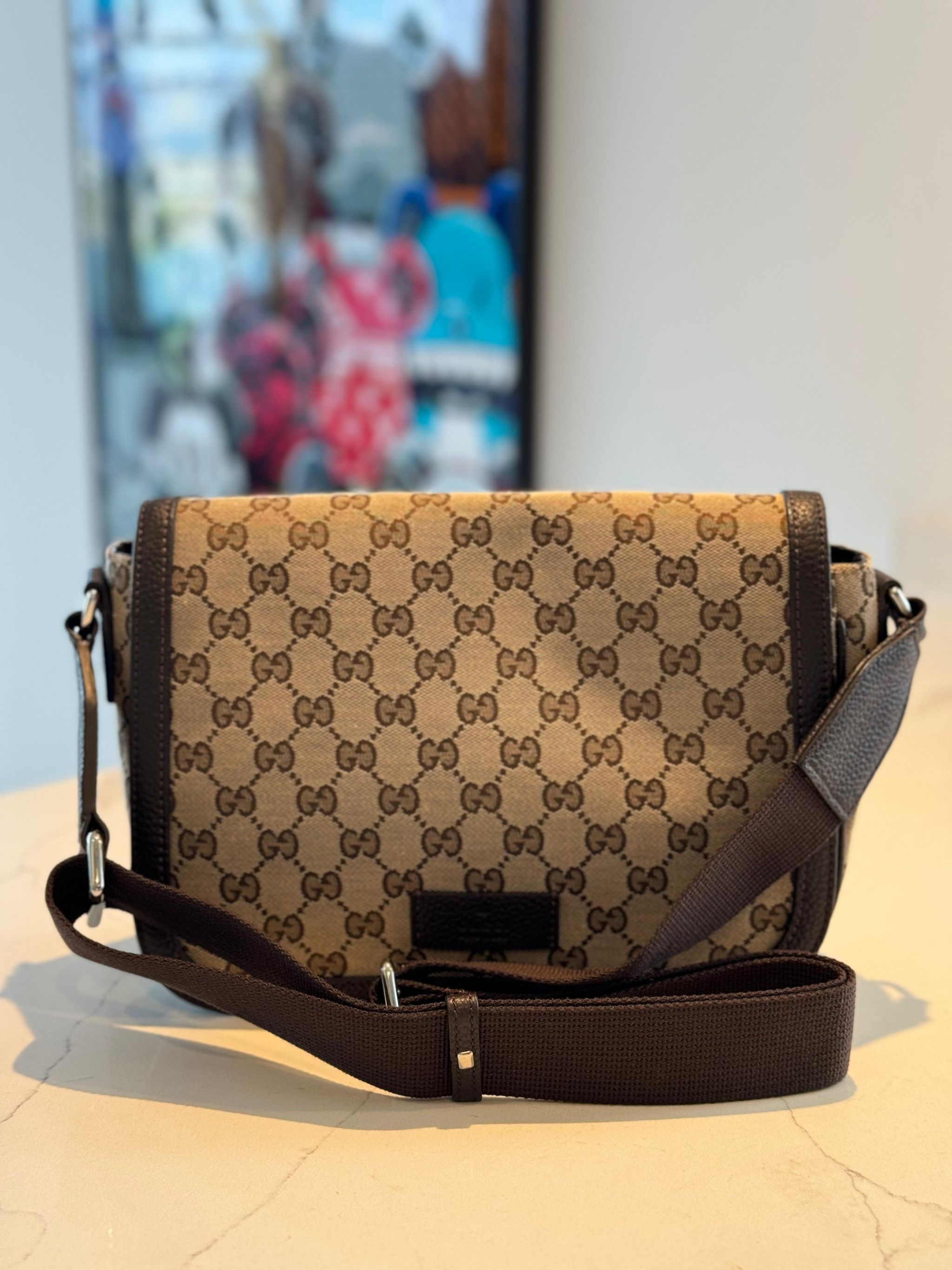 GUCCI GG Canvas Messenger Bag _0