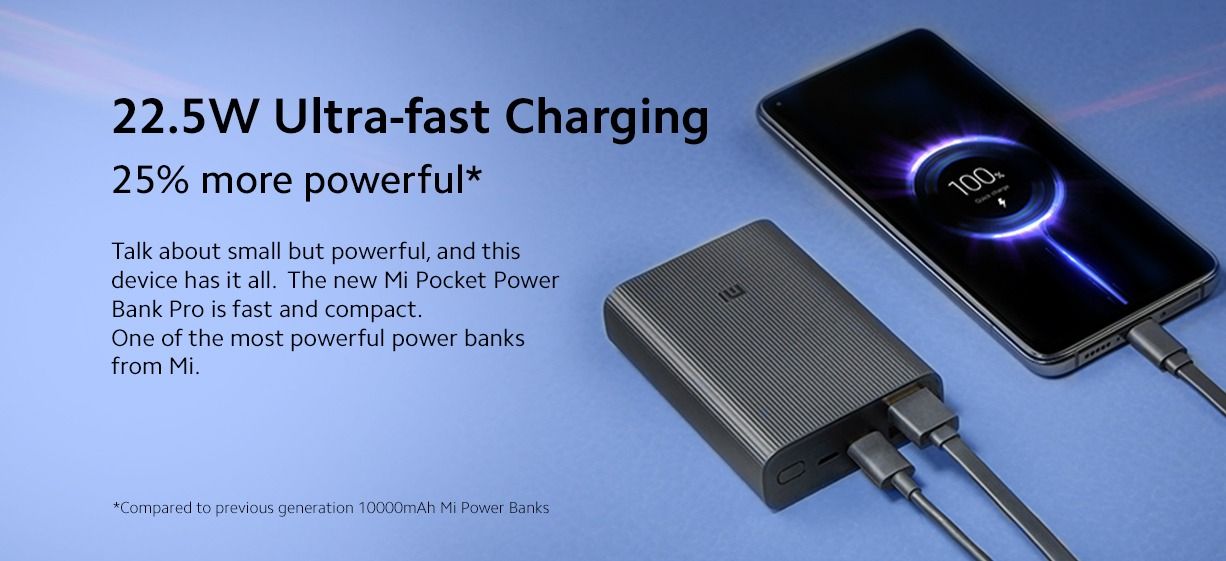 Xiaomi 10000mAh Mi Pocket PowerBank Pro 22.5W Fast Power Delivery (PD)_2