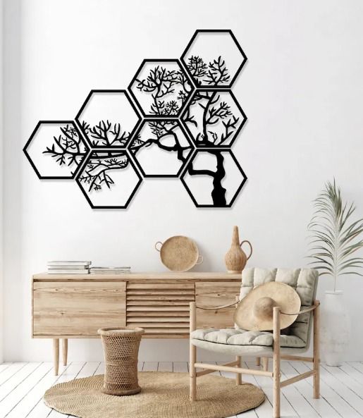 8 cuadros hexagonales”. 🪵🌳 35x45 pulgadas._2