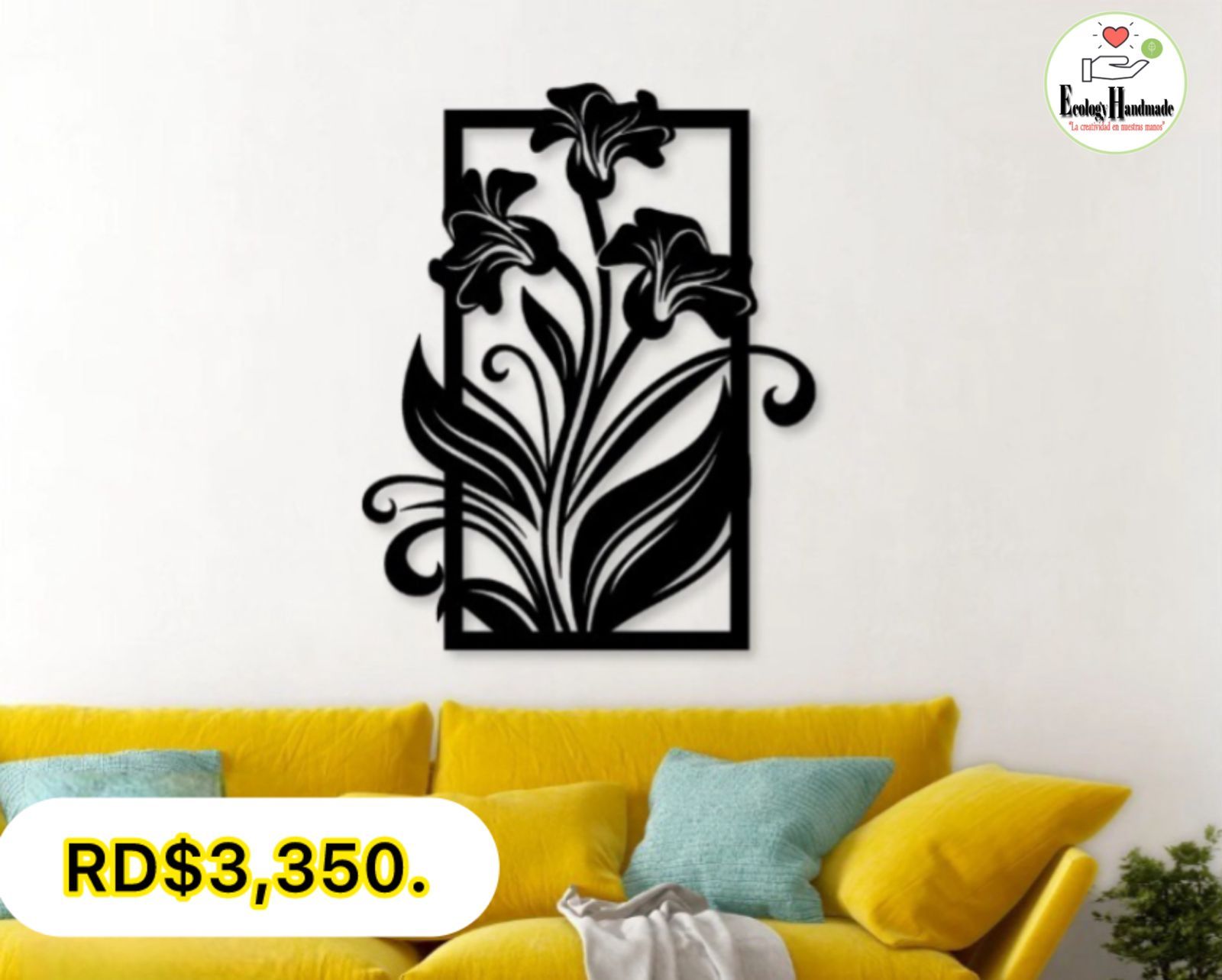 Flower wall art” 🌺 32x15 pulgadas._0