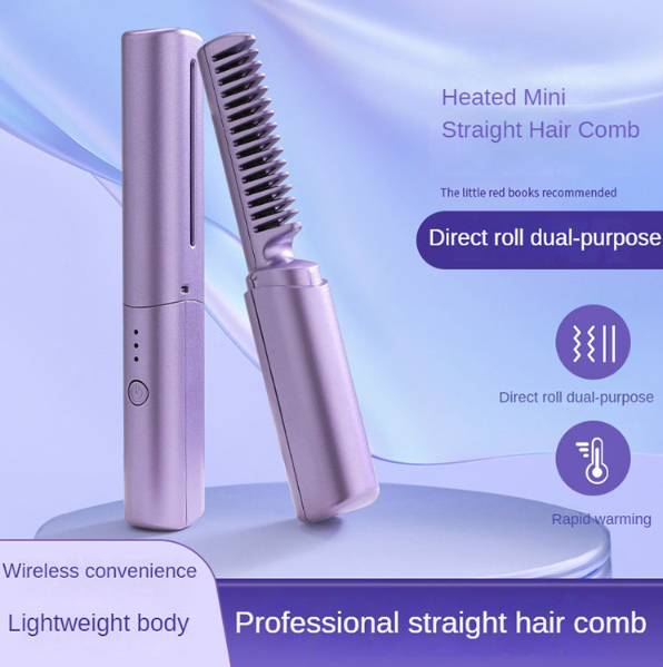 Mini wireless Hair Straightener comb_6