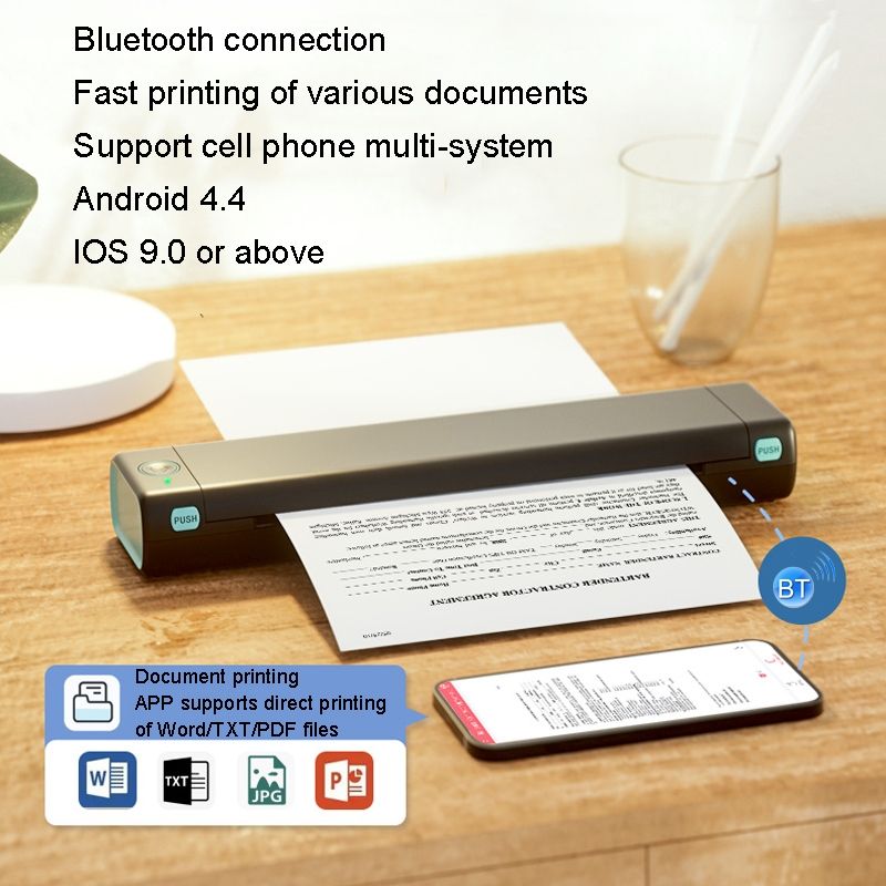 Bluetooth Wireless Handheld Portable Thermal Printer(Silver A4 Version)_4