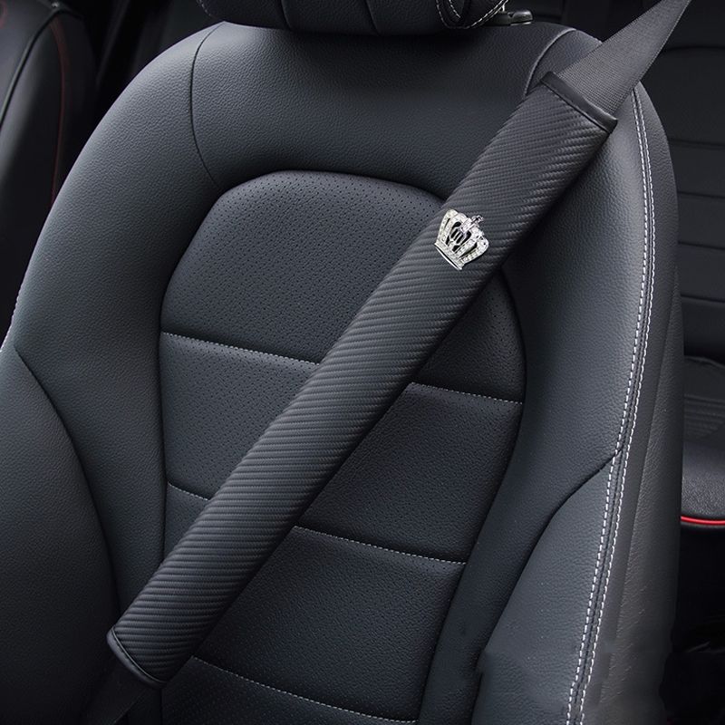 50cm Crown Carbon Fiber Car Leather Seat Belt Cover _2