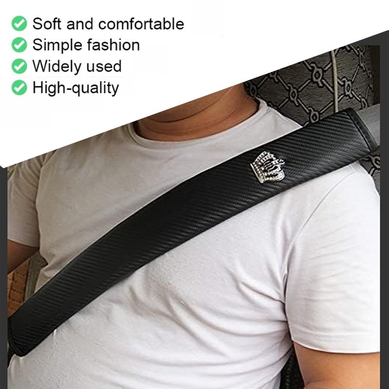 50cm Crown Carbon Fiber Car Leather Seat Belt Cover _3