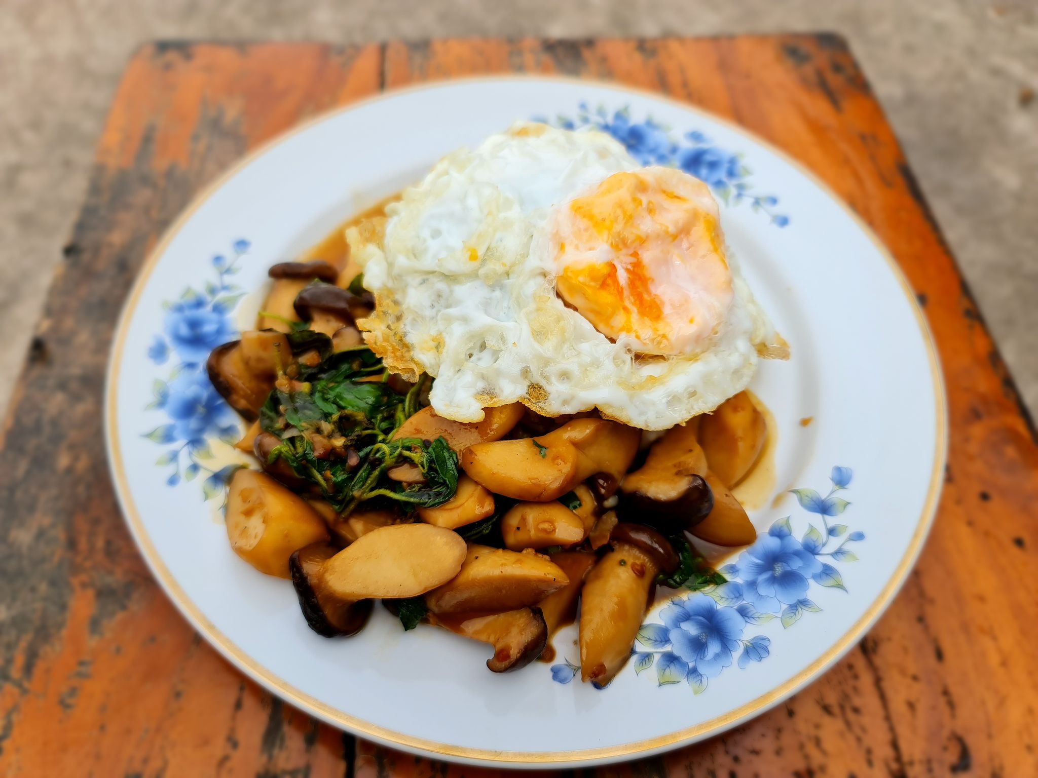 Basil Mushrooms w/ rice + egg_0