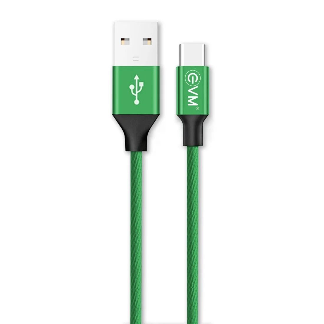 EVM Type-C 1.2 Meter Data Cable (Metal Head Nylon Braided Cable) Green Color_0