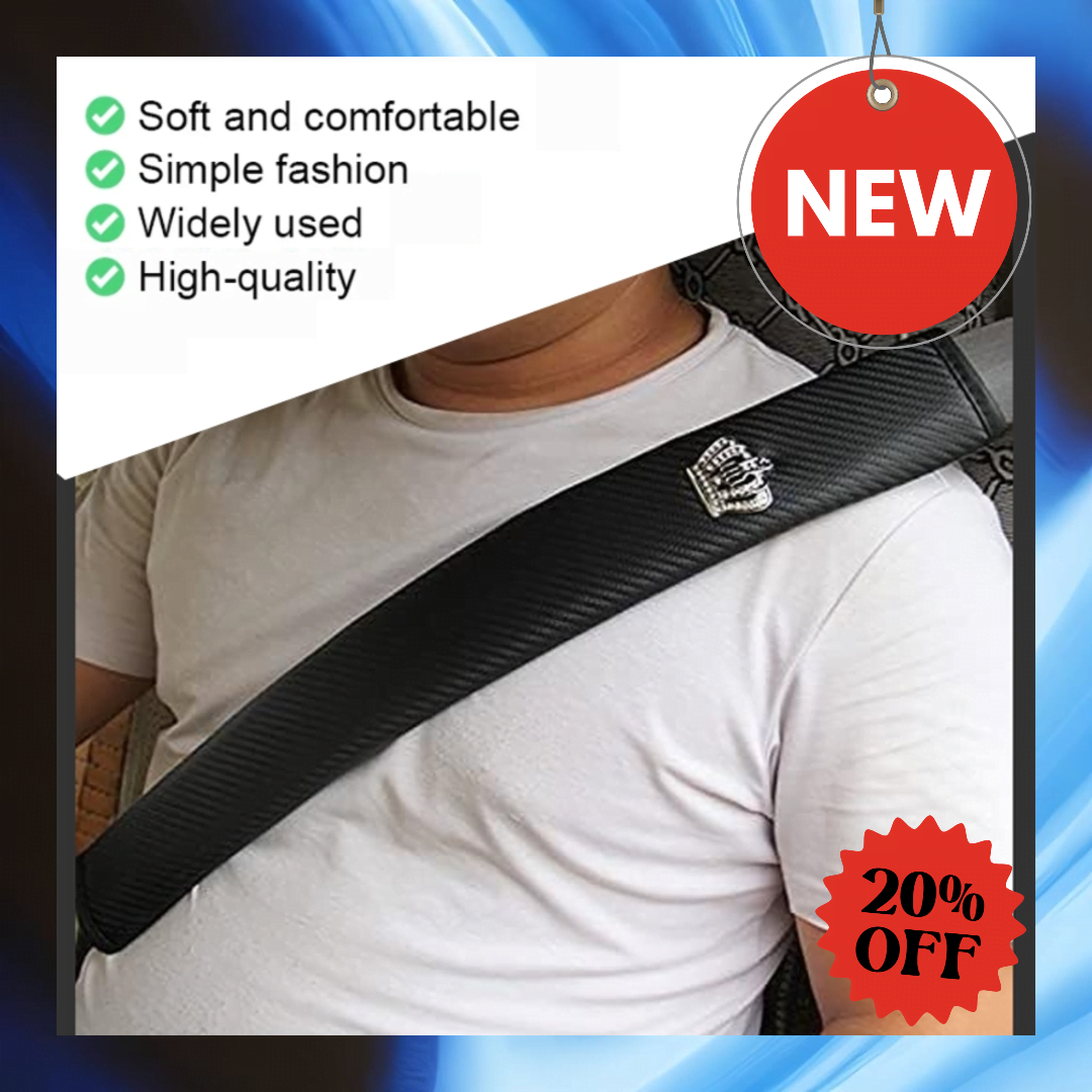 50cm Crown Carbon Fiber Car Leather Seat Belt Cover _1