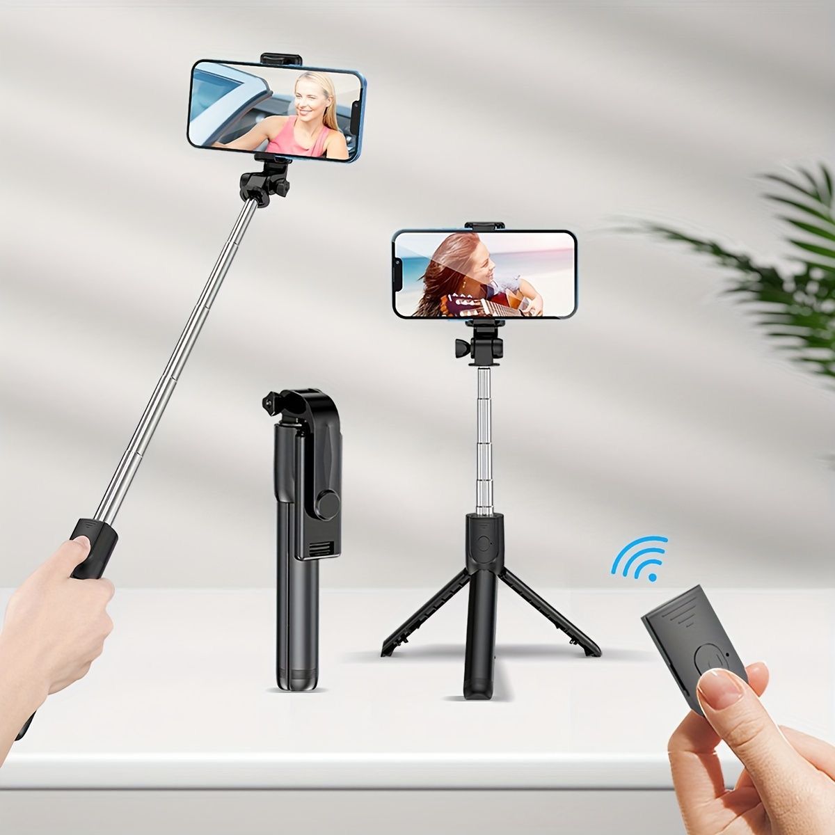 Canne a Selfie Tripod avec télécommande Bluetooth et lumière _1