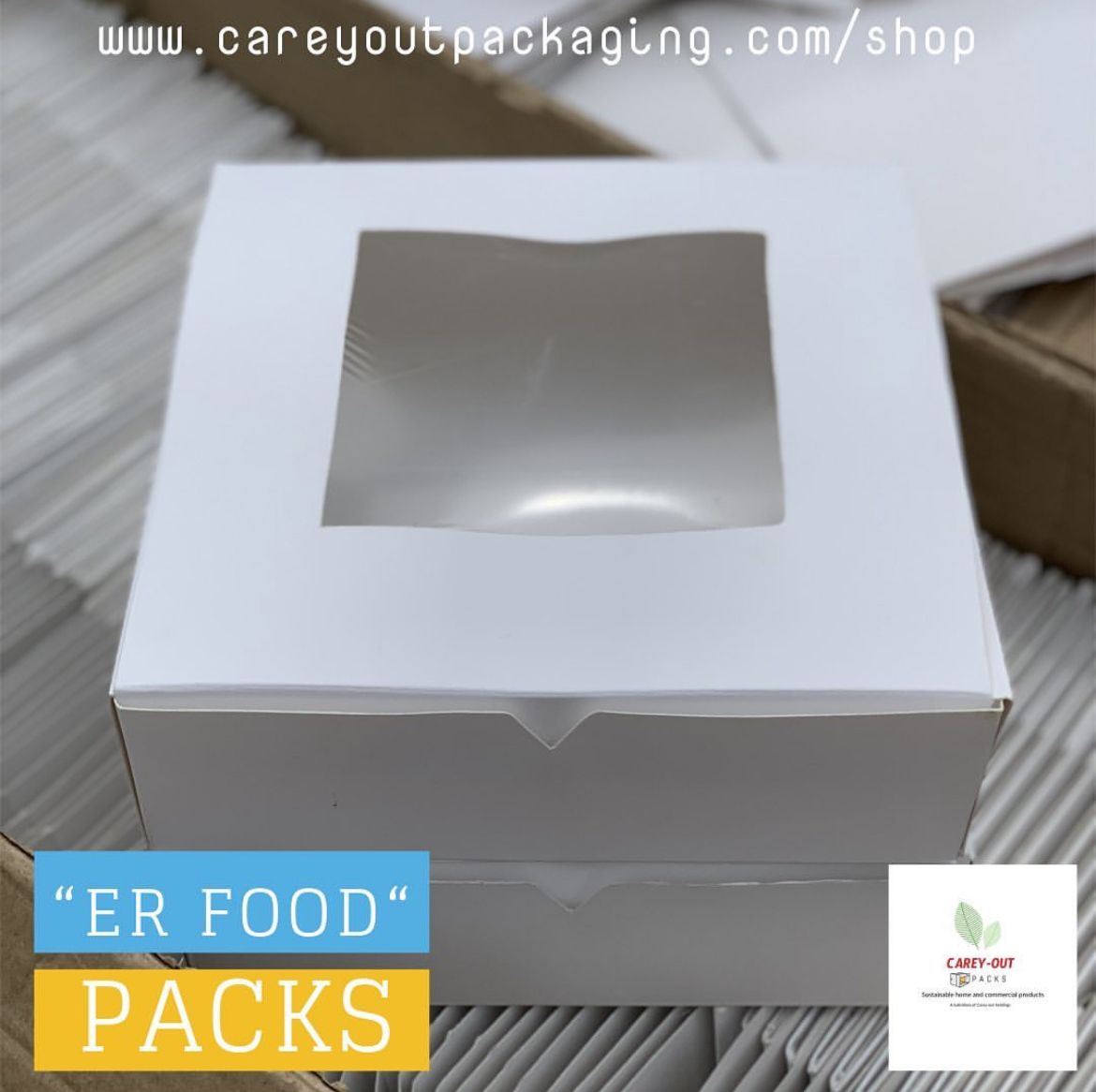 PLAIN  WHITE “ER” TAKEOUT BOXES - 8” x 8” x 3.5”  / WINDOWED & NON WINDOWED_4