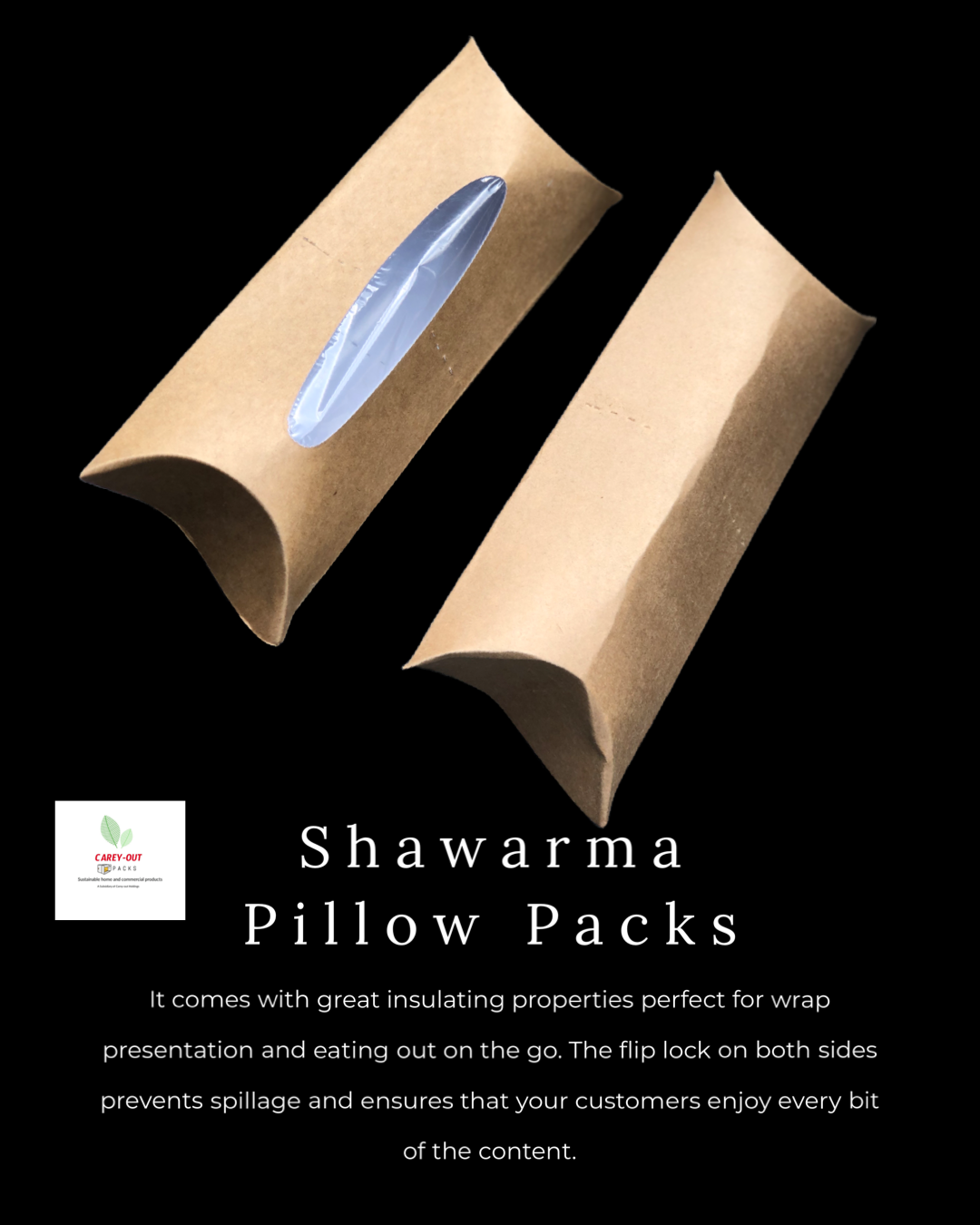 KRAFT SHAWARMA PILLOW PACKS - 380gsm / WINDOWED & NON WINDOWED _8