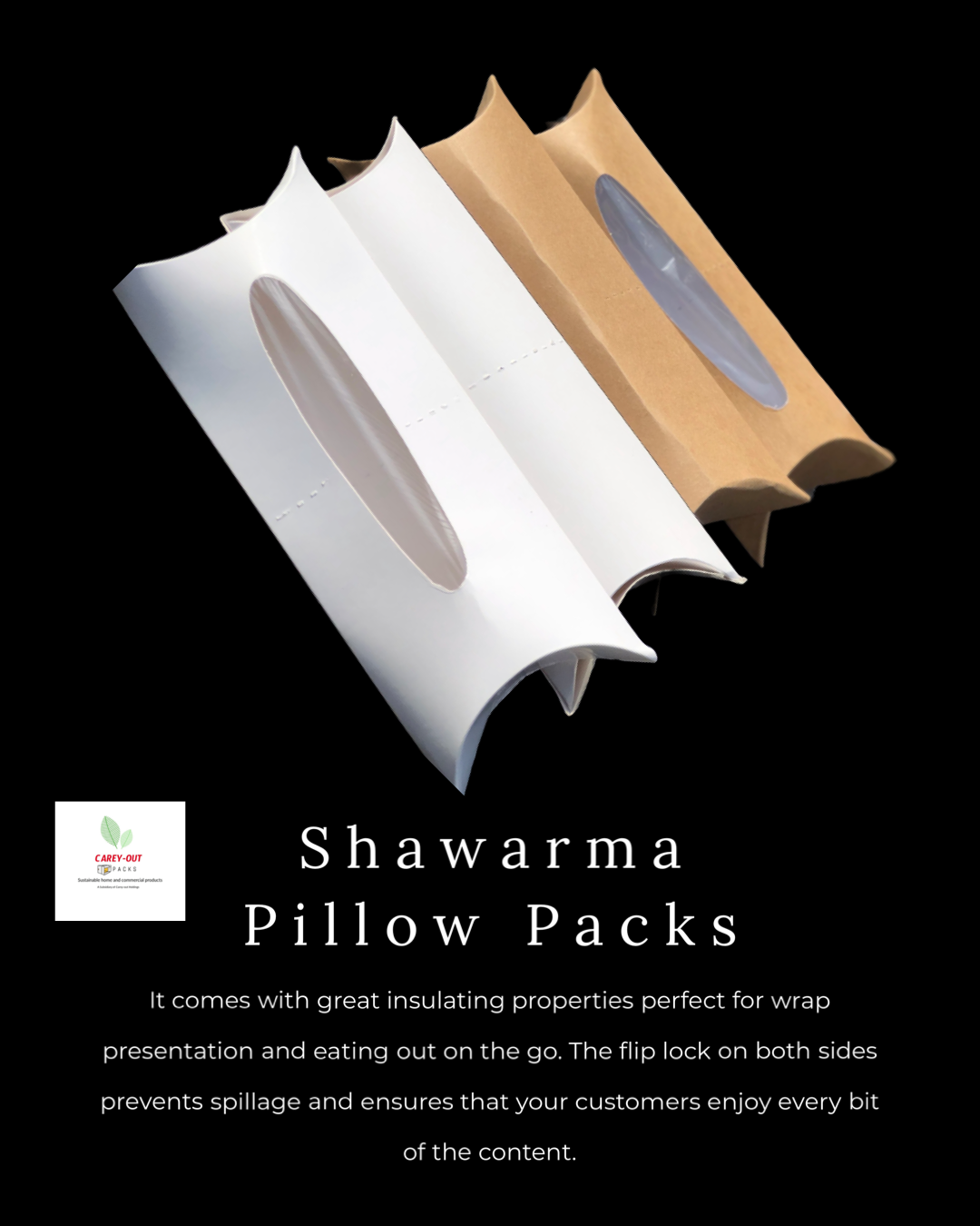 KRAFT SHAWARMA PILLOW PACKS - 380gsm / WINDOWED & NON WINDOWED _9