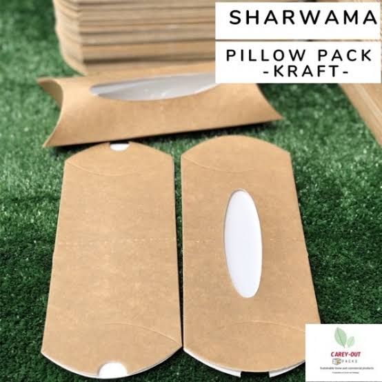 KRAFT SHAWARMA PILLOW PACKS - 380gsm / WINDOWED & NON WINDOWED _10