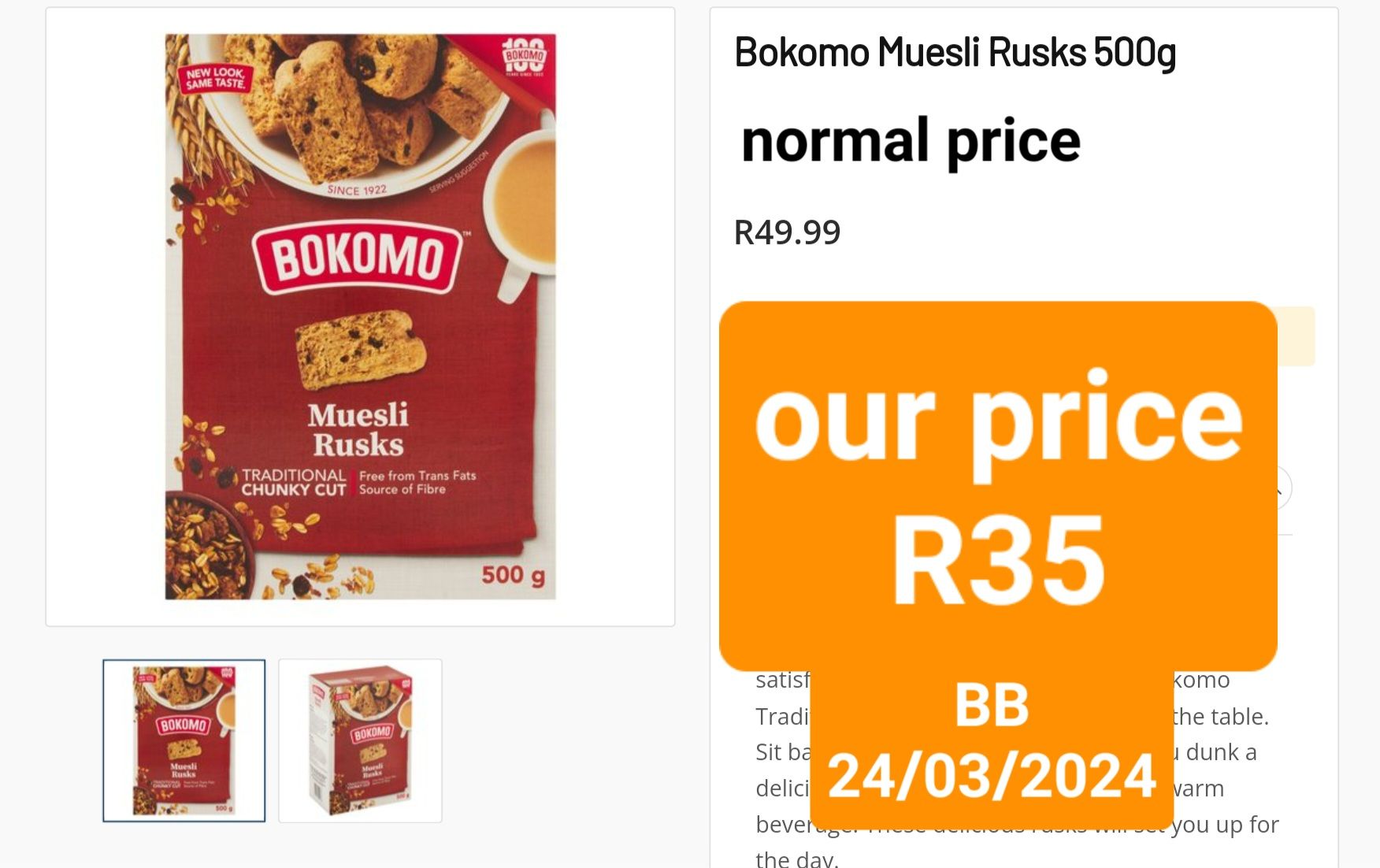 Bokomo muesli rusks 500g _0