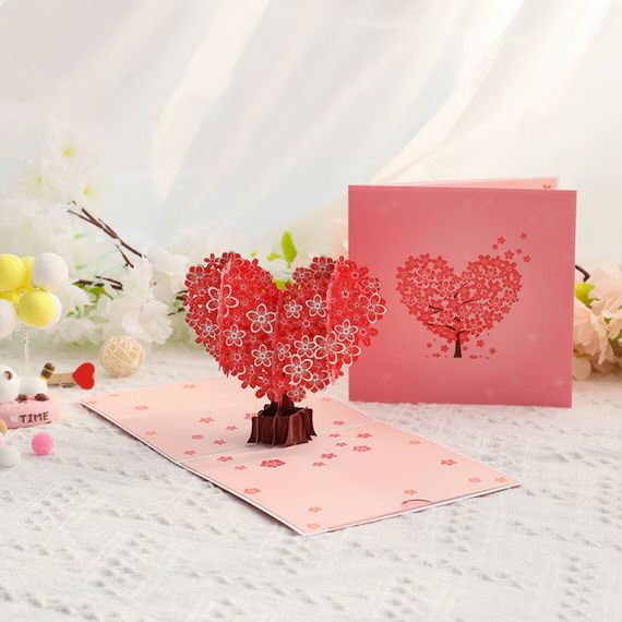 Pop Up Heart Shape Flower Tree Greeting Card_0