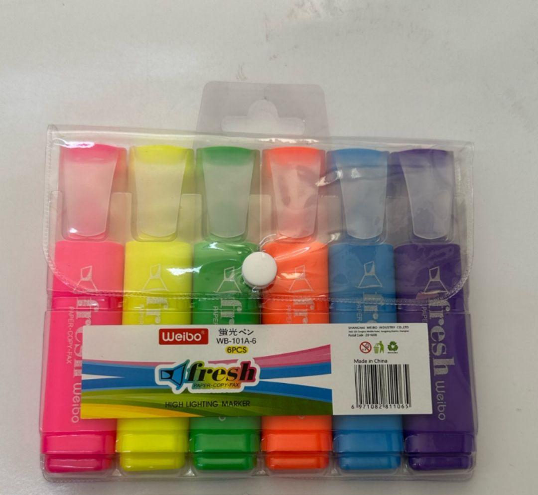 MAR 080 WB-101A-6 Highlighters Fluorescent Colours Packet 6_0