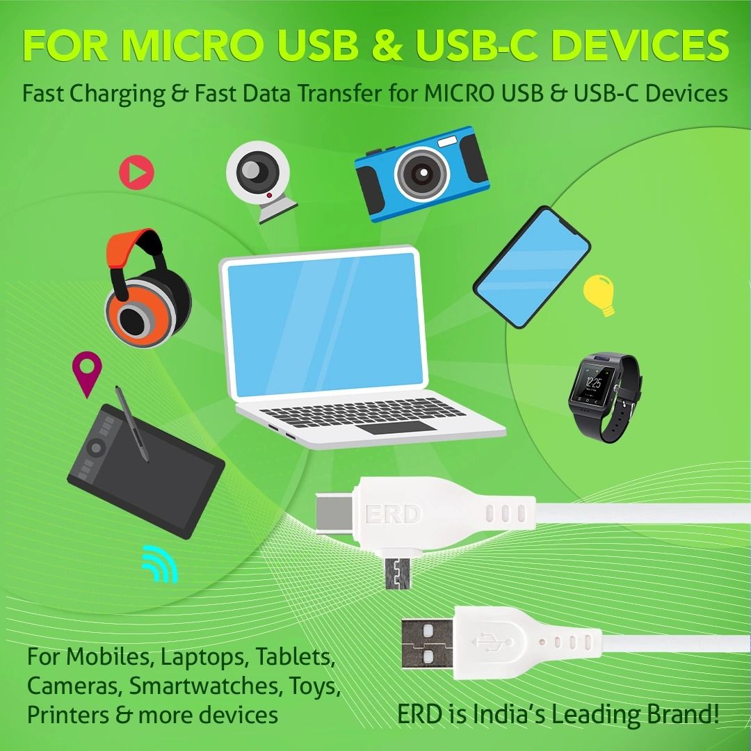 ERD UC-282 Type-C + Micro 2 in 1 Cable (1 meter, White)_2