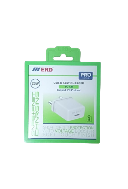 ERD Pro Series TC-131 20W Type-C Port Fast Charger (PD Charger Dock Only, White)_1