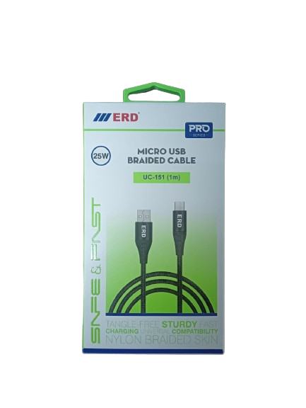 ERD Pro Series UC-151 Micro USB Braided Cable (25W 1Meter Black)_1