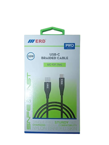 ERD Pro Series UC-131 Type-C Braided Cable (35W 1Meter Black)_1