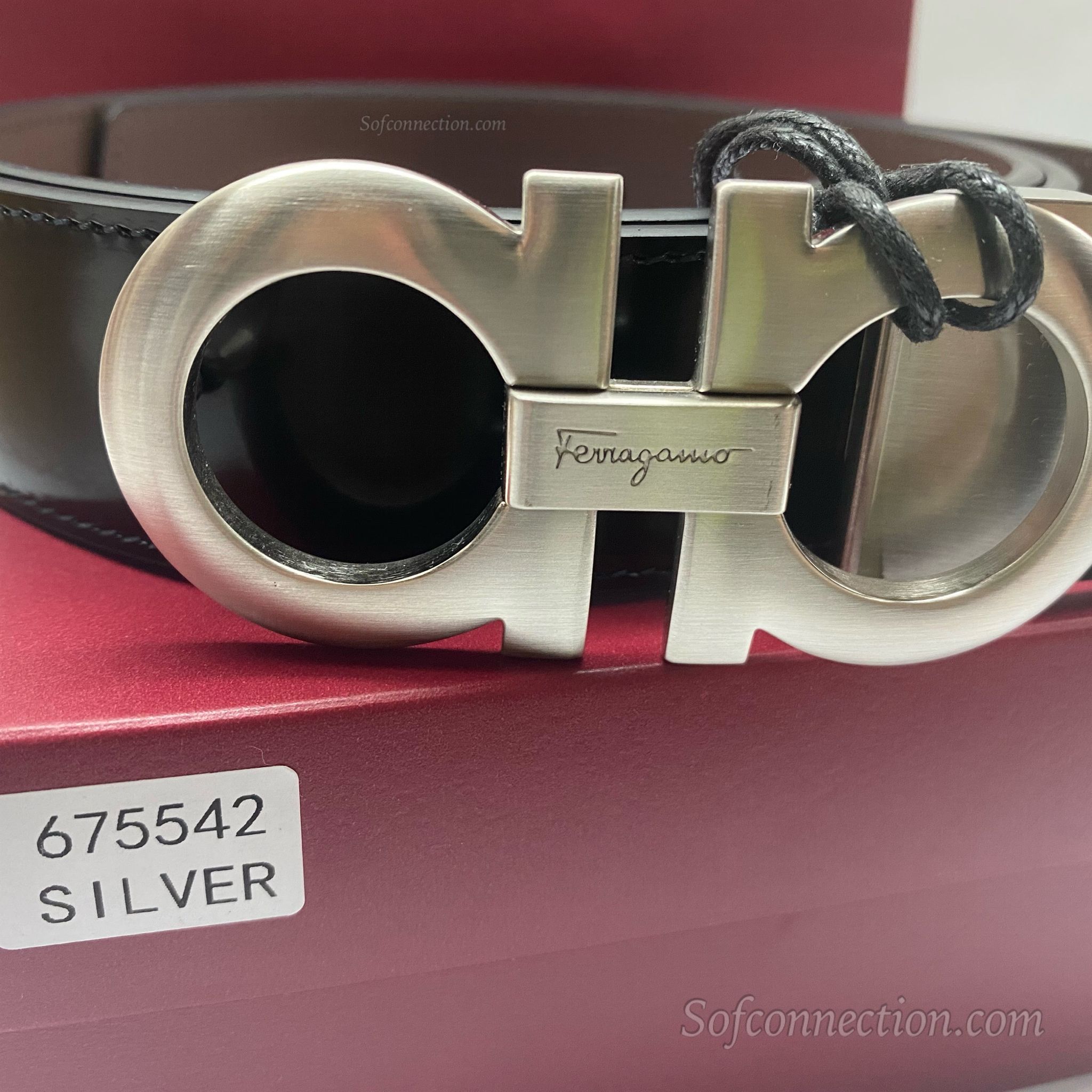 Salvatore ferragamo Men’s Reversible Belt ( 675542 ) Black- Brown , Silver Brown_8
